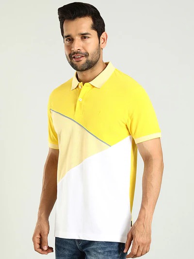 Indian Terrain Men's Half Sleeve Regular Fit Yellow Polo T-Shirt